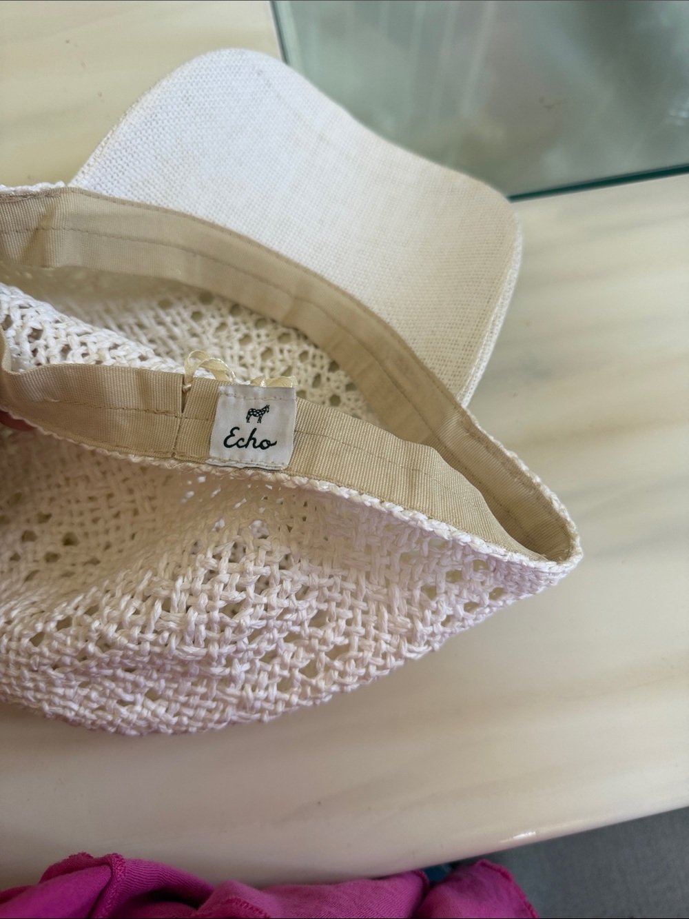 Woven Crochet Baseball Cap - Cream - Picture 4 of 4